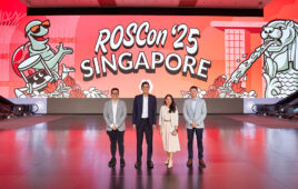 Mr Tung Meng Fai, Executive Director, National Robotics Programme (NRP); Professor Tan Chorh Chuan, Chairman, Agency for Science, Technology and Research (A*STAR); Ms Vanessa Yamzon Orsi, CEO, Open Source Robotics Foundation; and Dr Wang Wei, Deputy Executive Director (R&D) at A*STAR SIMTech and A*STAR ARTC, attended ROSCon on 28 October 2025.