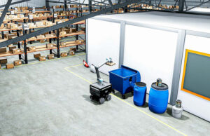 Vision language models enable mobile manipulators and other robots to handle a range of warehouse tasks. Source: Robotec.ai