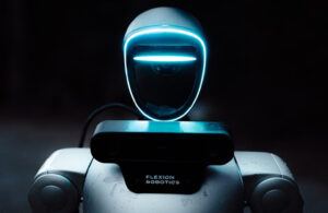 A Unitree humanoid robot equipped with Flexion's AI systems.